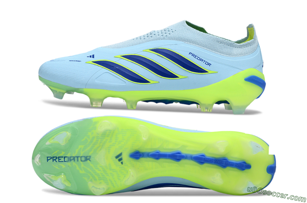 Adidas Predator 26 Elite Laceless FG Firm Ground Soccer Cleats - Blue/Neon Green/Deep Blue 0