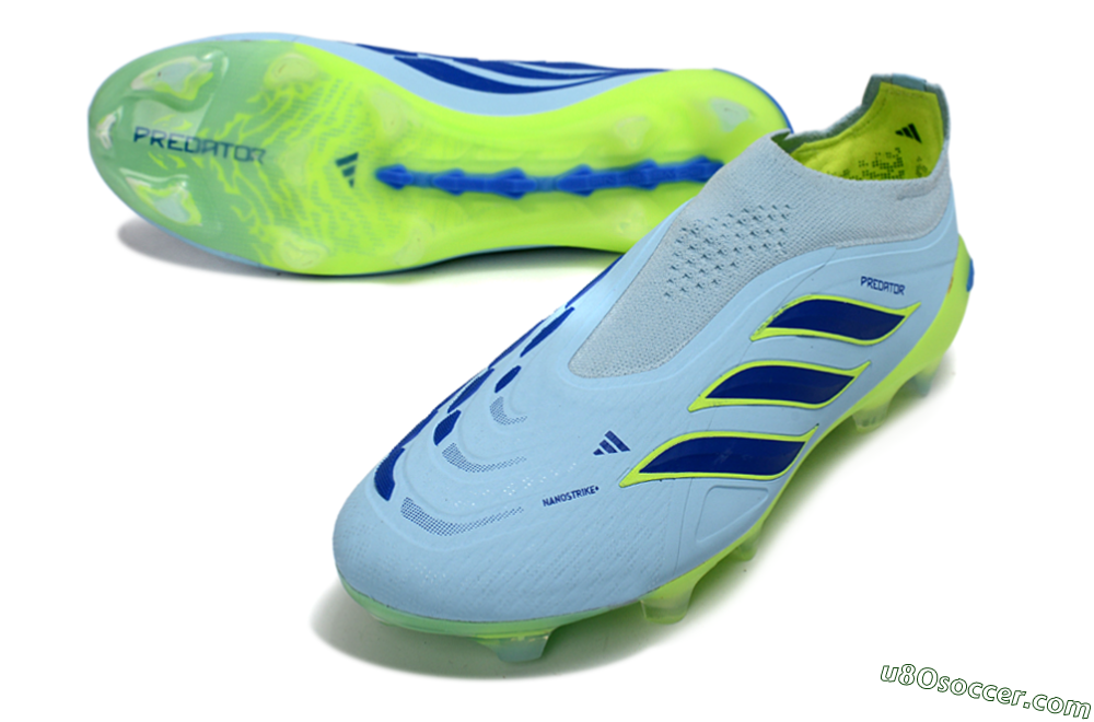 Adidas Predator 26 Elite Laceless FG Firm Ground Soccer Cleats - Blue/Neon Green/Deep Blue 3