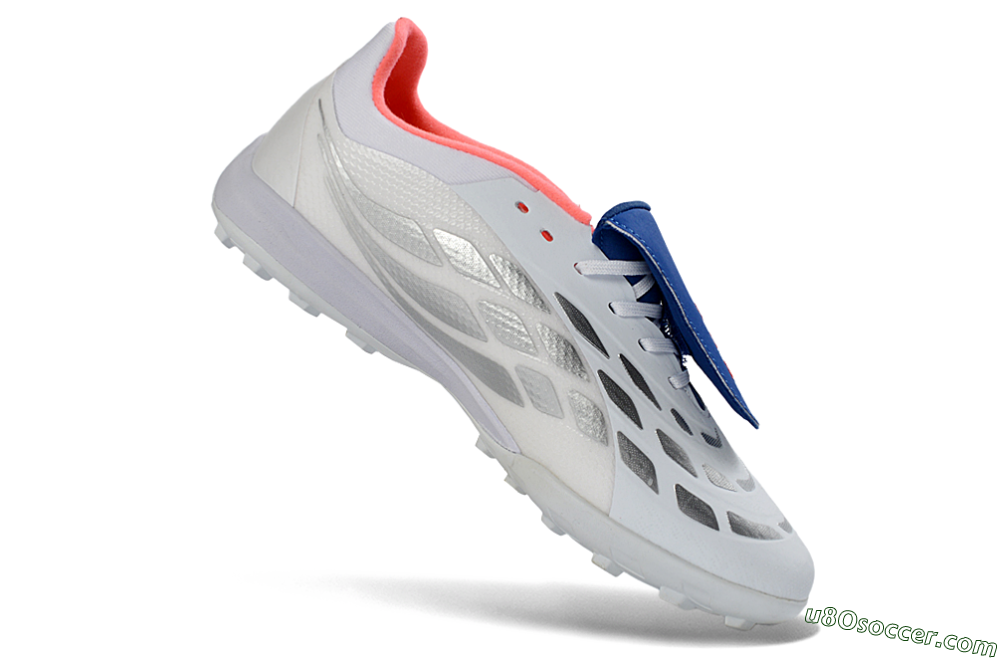 Adidas Predator 26 Elite Fold-Over Tongue TF Artificial Turf Soccer Shoes - White/Electric Blue/Fiery Red 5