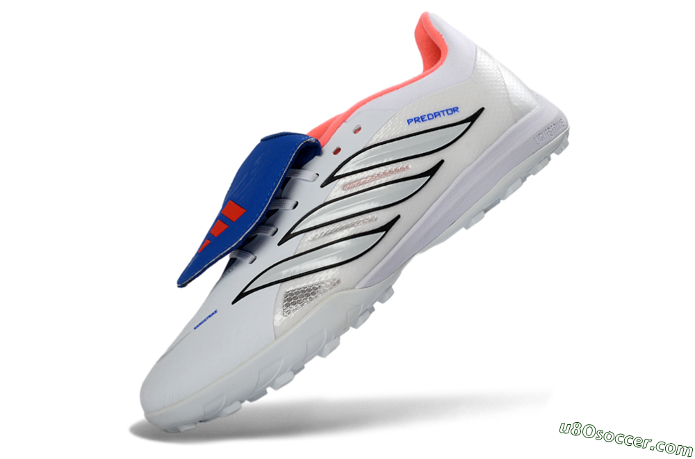 Adidas Predator 26 Elite Fold-Over Tongue TF Artificial Turf Soccer Shoes - White/Electric Blue/Fiery Red 6