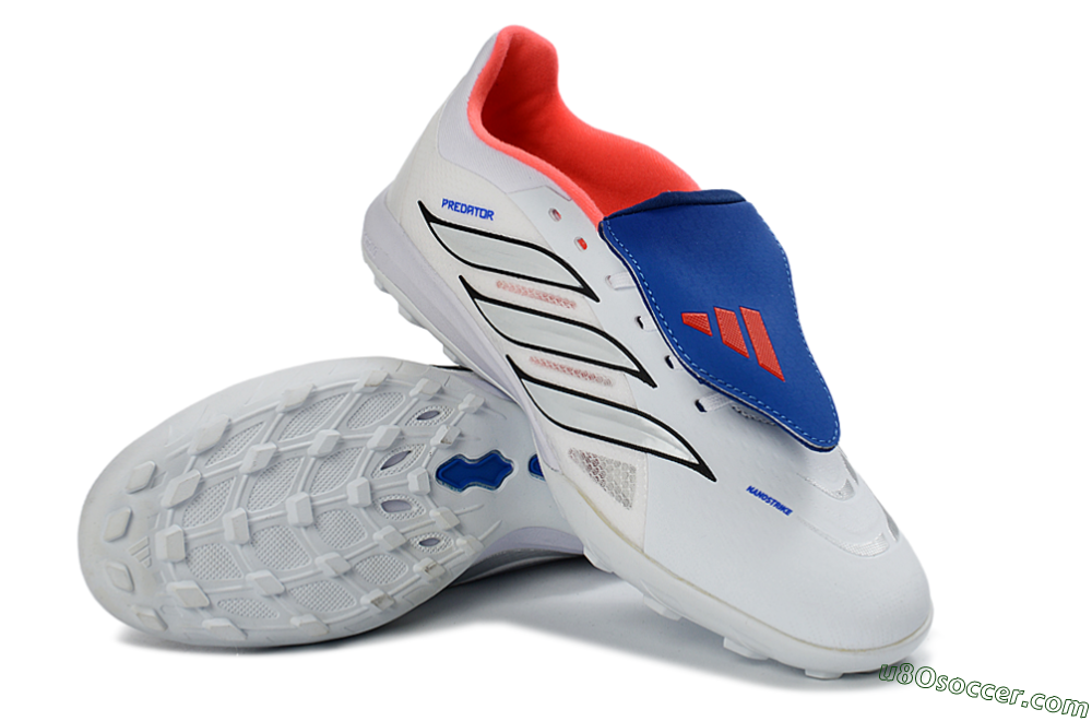 Adidas Predator 26 Elite Fold-Over Tongue TF Artificial Turf Soccer Shoes - White/Electric Blue/Fiery Red 4