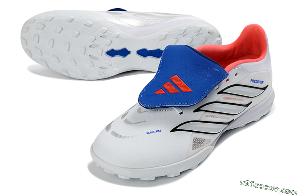 Adidas Predator 26 Elite Fold-Over Tongue TF Artificial Turf Soccer Shoes - White/Electric Blue/Fiery Red 3