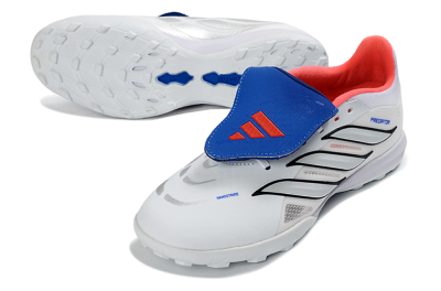 Adidas Predator 26 Elite Fold-Over Tongue TF Artificial Turf Soccer Shoes - White/Electric Blue/Fiery Red