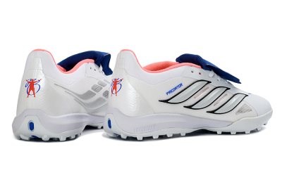 Adidas Predator 26 Elite Fold-Over Tongue TF Artificial Turf Soccer Shoes - White/Electric Blue/Fiery Red