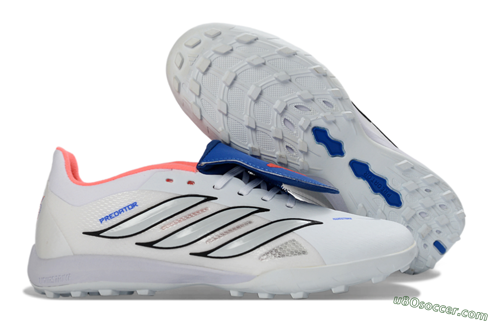 Adidas Predator 26 Elite Fold-Over Tongue TF Artificial Turf Soccer Shoes - White/Electric Blue/Fiery Red 1