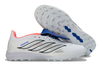 Adidas Predator 26 Elite Fold-Over Tongue TF Artificial Turf Soccer Shoes - White/Electric Blue/Fiery Red