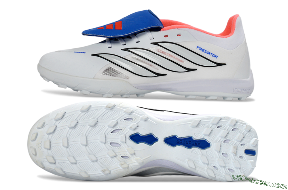 Adidas Predator 26 Elite Fold-Over Tongue TF Artificial Turf Soccer Shoes - White/Electric Blue/Fiery Red 0