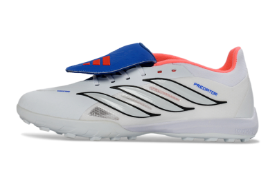 Adidas Predator 26 Elite Fold-Over Tongue TF Artificial Turf Soccer Shoes - White/Electric Blue/Fiery Red