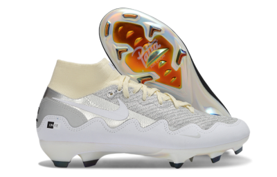 Nike Air Zoom Mercurial Superfly 10 Elite FG Firm Ground Soccer Cleats - White/Metallic Silver/Champagne