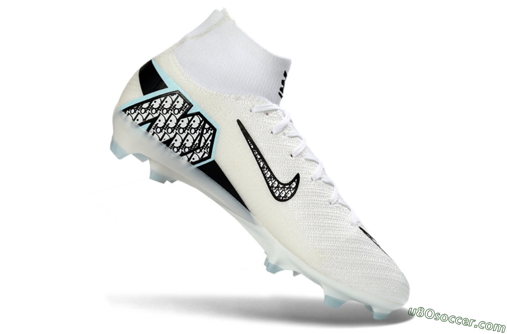 Nike Air Zoom Mercurial Superfly 10 Elite FG Firm Ground Soccer Cleats - White/Black/Light Blue 5