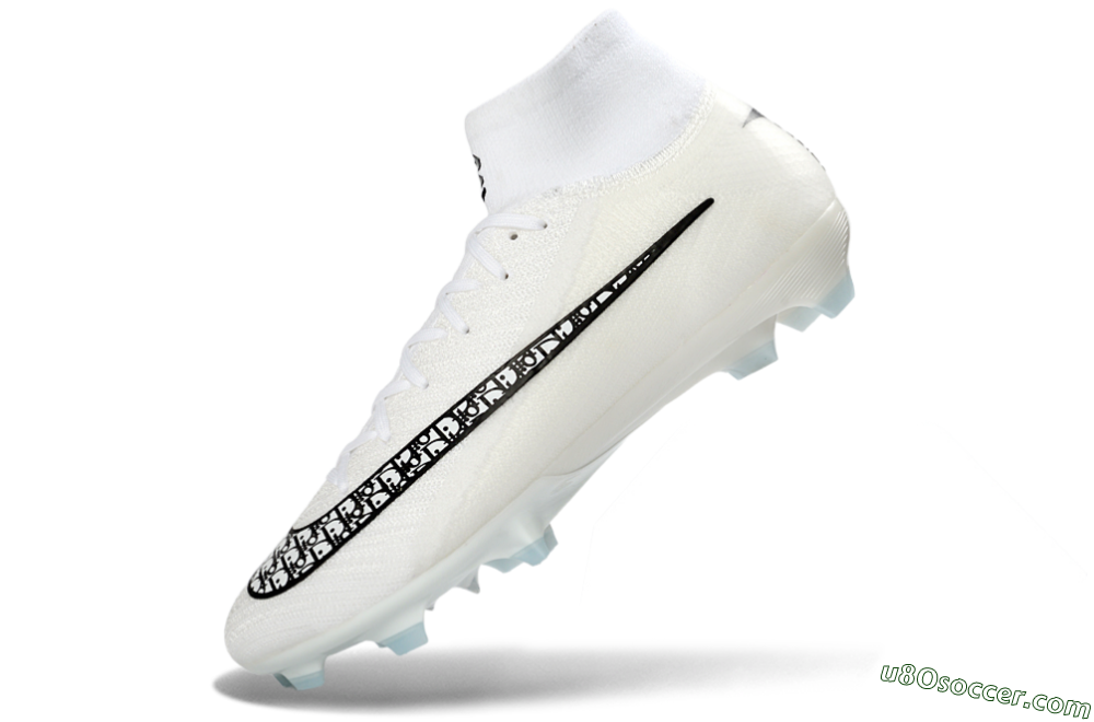 Nike Air Zoom Mercurial Superfly 10 Elite FG Firm Ground Soccer Cleats - White/Black/Light Blue 6