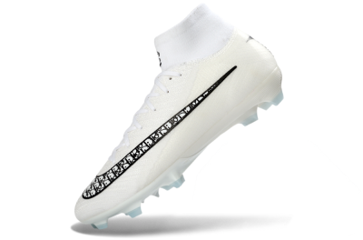 Nike Air Zoom Mercurial Superfly 10 Elite FG Firm Ground Soccer Cleats - White/Black/Light Blue