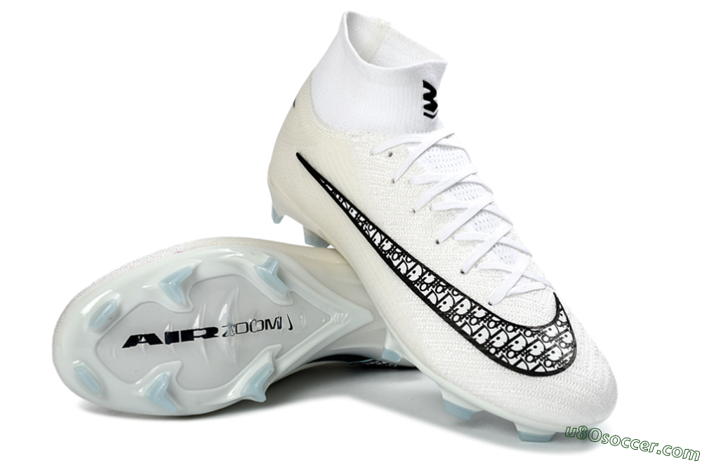 Nike Air Zoom Mercurial Superfly 10 Elite FG Firm Ground Soccer Cleats - White/Black/Light Blue 4