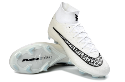 Nike Air Zoom Mercurial Superfly 10 Elite FG Firm Ground Soccer Cleats - White/Black/Light Blue