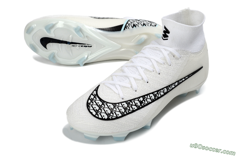 Nike Air Zoom Mercurial Superfly 10 Elite FG Firm Ground Soccer Cleats - White/Black/Light Blue 3