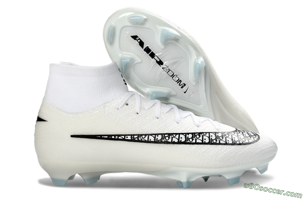 Nike Air Zoom Mercurial Superfly 10 Elite FG Firm Ground Soccer Cleats - White/Black/Light Blue 1