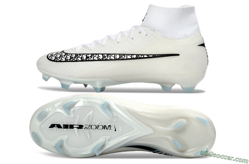 Nike Air Zoom Mercurial Superfly 10 Elite FG Firm Ground Soccer Cleats - White/Black/Light Blue 0