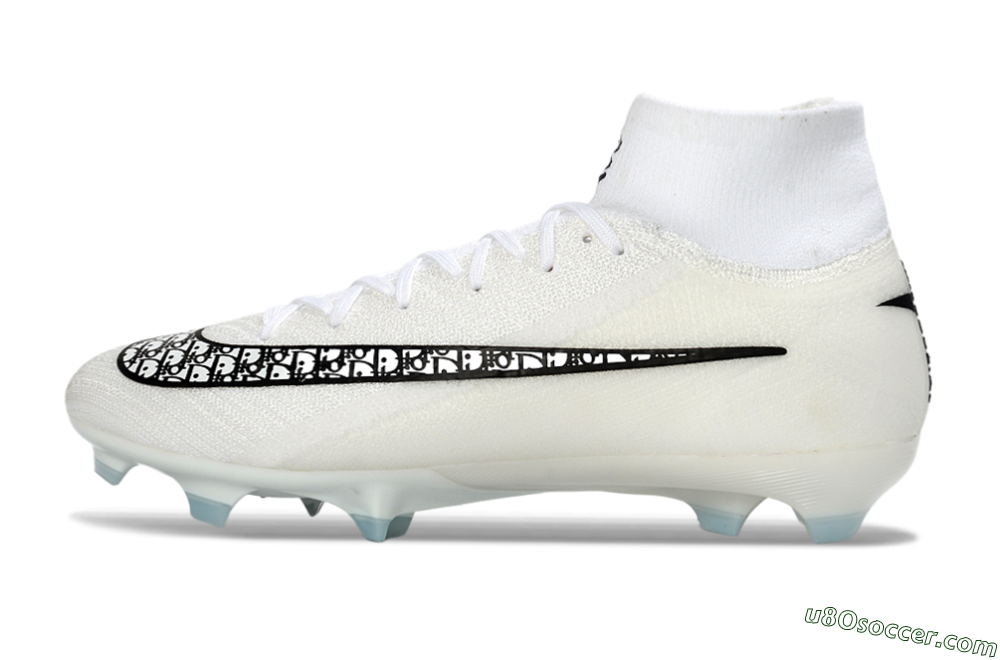 Nike Air Zoom Mercurial Superfly 10 Elite FG Firm Ground Soccer Cleats - White/Black/Light Blue 2