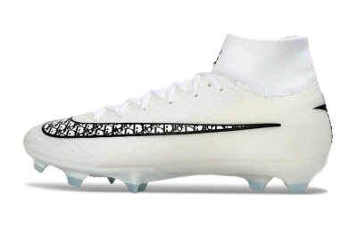 Nike Air Zoom Mercurial Superfly 10 Elite FG Firm Ground Soccer Cleats - White/Black/Light Blue