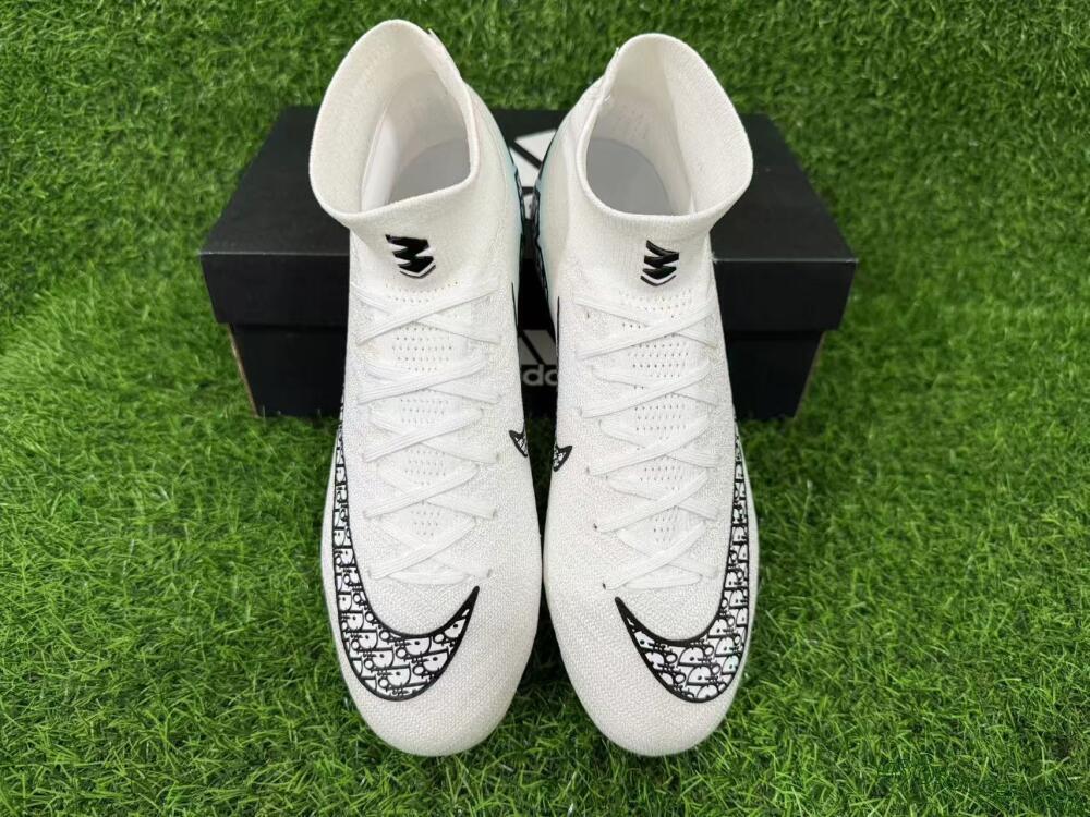 Nike Air Zoom Mercurial Superfly 10 Elite FG Firm Ground Soccer Cleats - White/Black/Light Blue