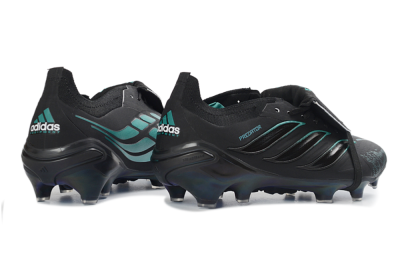 Adidas Predator 26 Elite Fold-Over Tongue FG Firm Ground Soccer Cleats - Black/Electric Blue/Metallic Teal