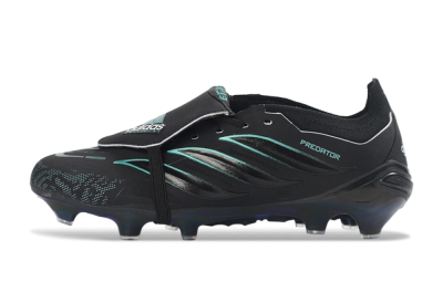 Adidas Predator 26 Elite Fold-Over Tongue FG Firm Ground Soccer Cleats - Black/Electric Blue/Metallic Teal