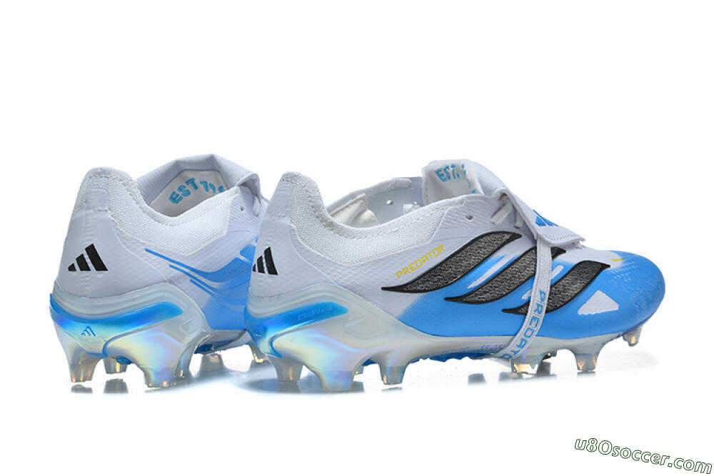 Adidas Predator 26 Elite Fold-Over Tongue FG Firm Ground Soccer Cleats - Blue/Electric Blue/Soft Gray 9