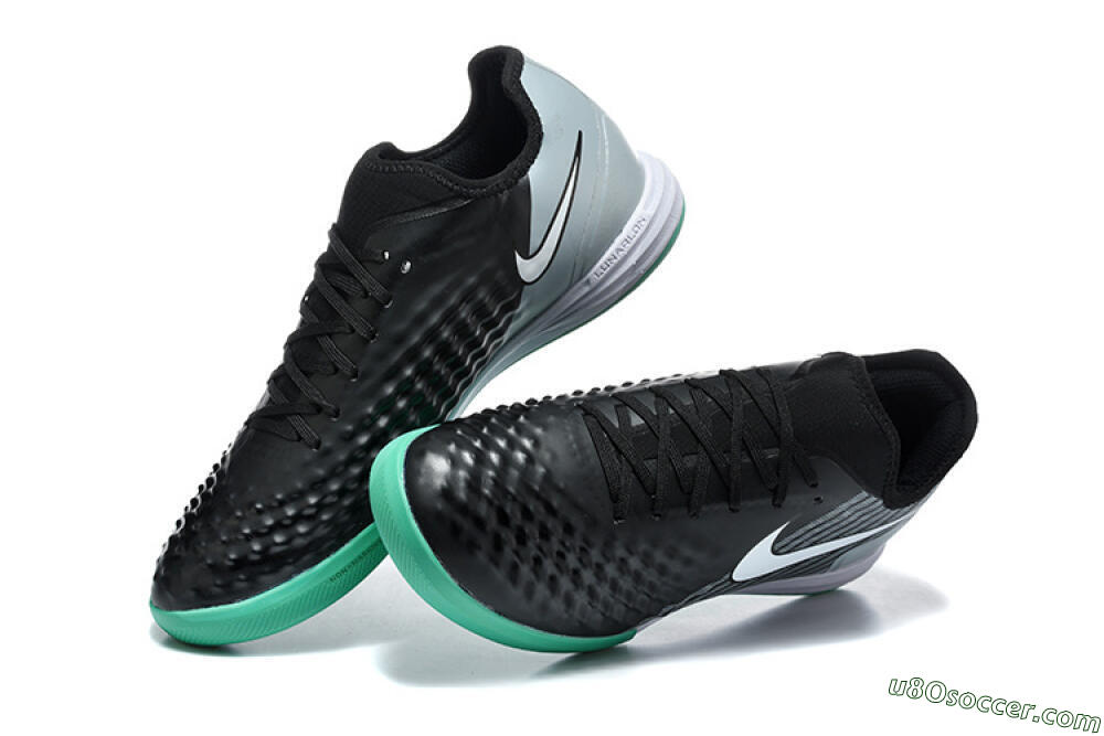 Nike MagistaX Finale 2 IC Indoor & Futsal Soccer Shoes - Black/Aqua Green/Gray 6