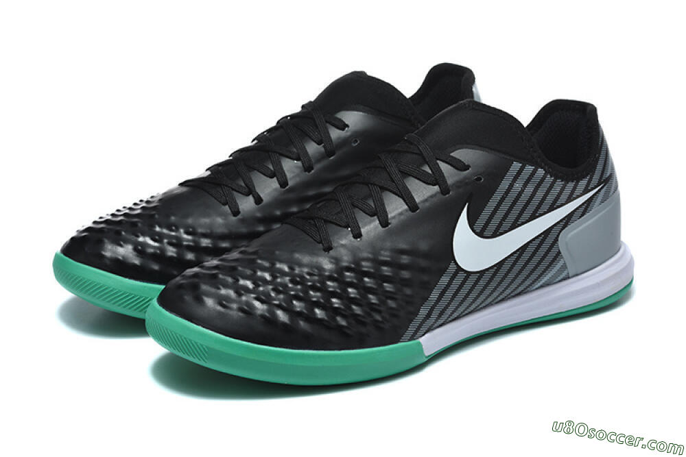 Nike MagistaX Finale 2 IC Indoor & Futsal Soccer Shoes - Black/Aqua Green/Gray 5