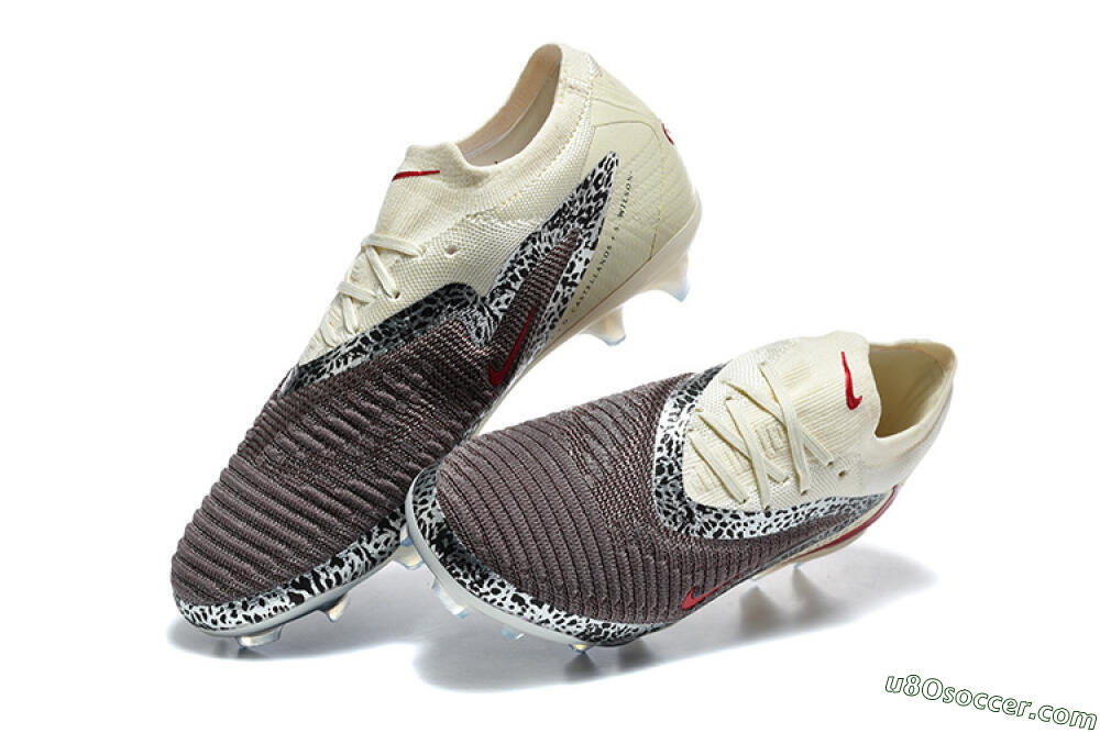 Nike Phantom 6 Elite Low FG Firm Ground Soccer Cleats - Brown/Crimson Red/White 6