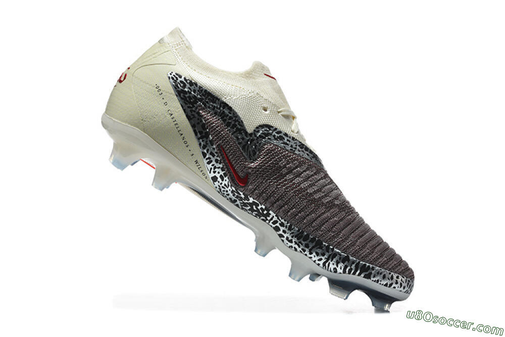 Nike Phantom 6 Elite Low FG Firm Ground Soccer Cleats - Brown/Crimson Red/White 7
