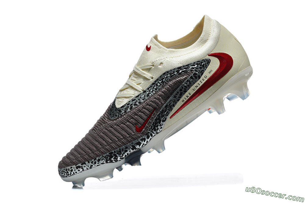 Nike Phantom 6 Elite Low FG Firm Ground Soccer Cleats - Brown/Crimson Red/White 8