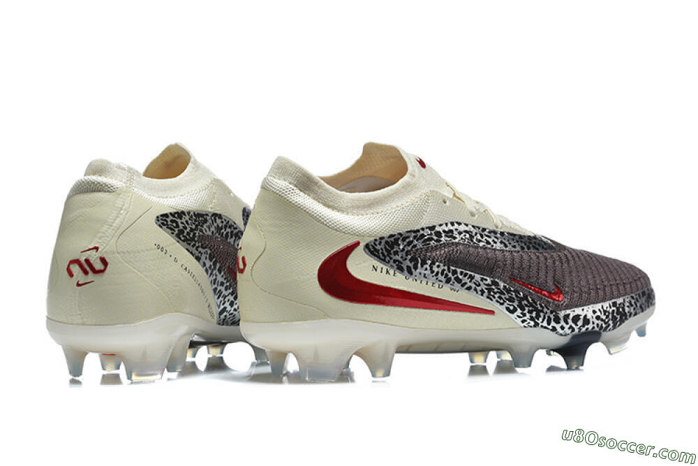 Nike Phantom 6 Elite Low FG Firm Ground Soccer Cleats - Brown/Crimson Red/White 9