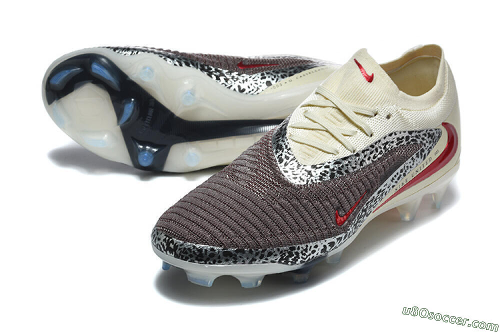 Nike Phantom 6 Elite Low FG Firm Ground Soccer Cleats - Brown/Crimson Red/White 3