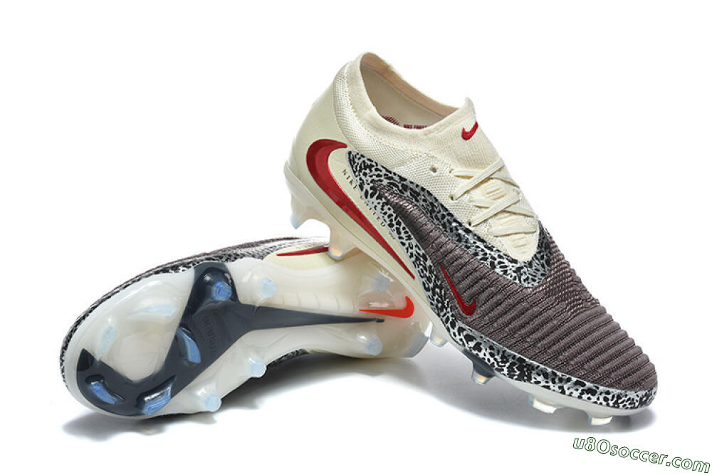 Nike Phantom 6 Elite Low FG Firm Ground Soccer Cleats - Brown/Crimson Red/White 4