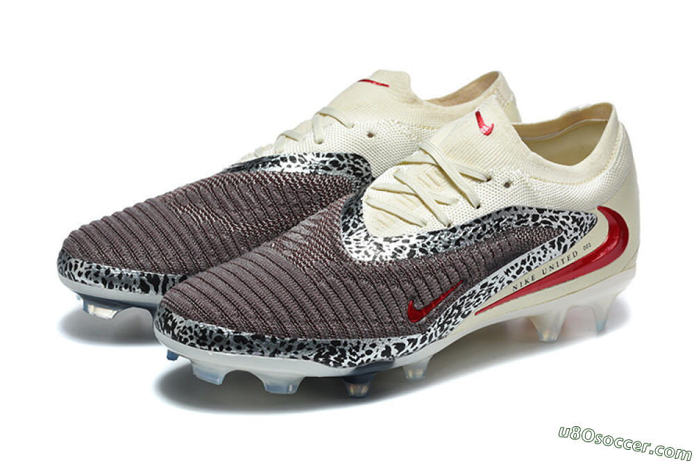Nike Phantom 6 Elite Low FG Firm Ground Soccer Cleats - Brown/Crimson Red/White 5