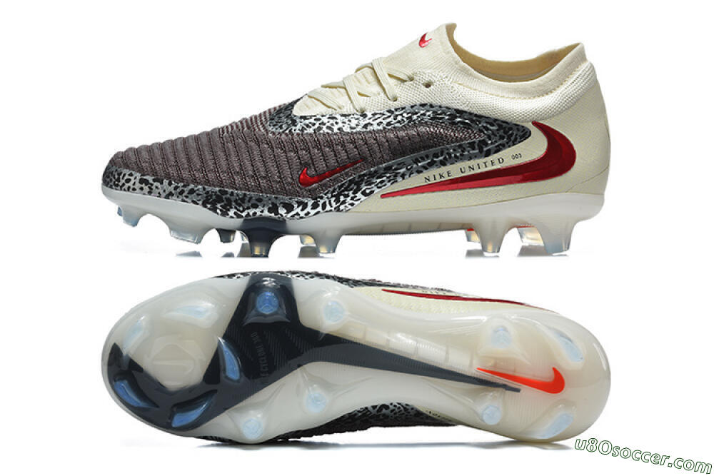 Nike Phantom 6 Elite Low FG Firm Ground Soccer Cleats - Brown/Crimson Red/White 0