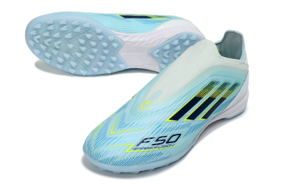 Adidas F50 Elite Laceless TF Artificial Turf Soccer Shoes - Aqua/Sky Blue/Neon Yellow