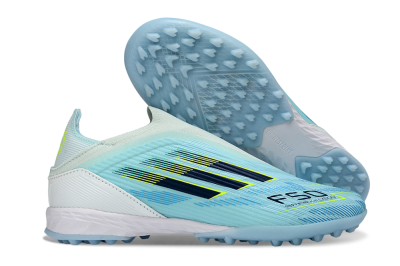 Adidas F50 Elite Laceless TF Artificial Turf Soccer Shoes - Aqua/Sky Blue/Neon Yellow