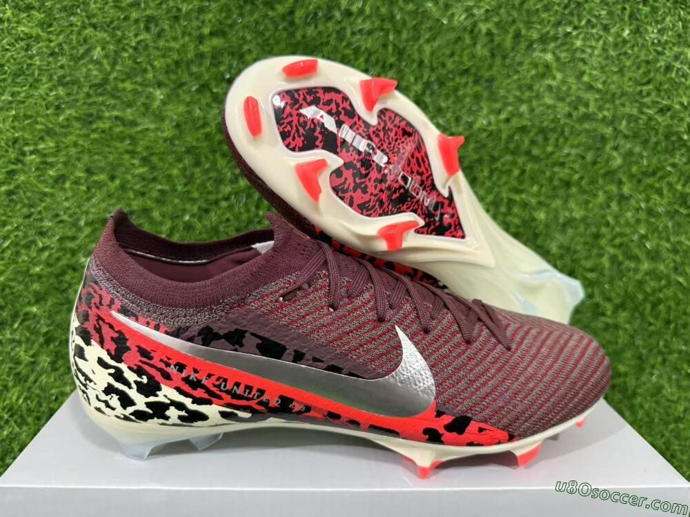 Nike Air Zoom Mercurial Vapor 16 Elite FG Firm Ground Soccer Cleats - Maroon/Fiery Red/Muted Ivory