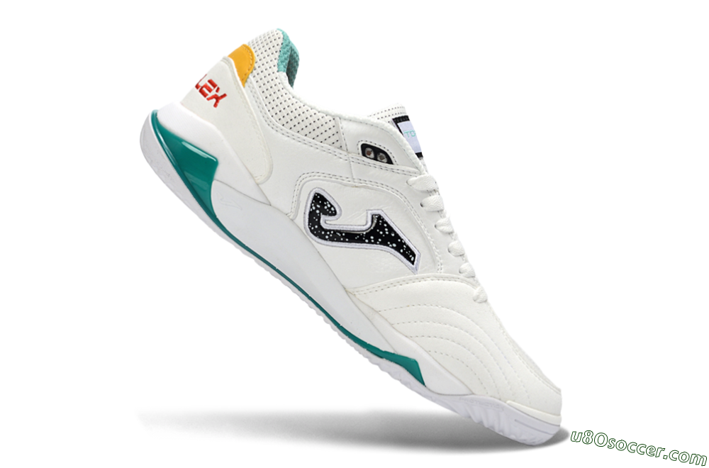 Joma Top Flex IC Indoor & Futsal Soccer Shoes - White/Teal Splash/Golden Accent 4