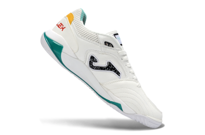 Joma Top Flex IC Indoor & Futsal Soccer Shoes - White/Teal Splash/Golden Accent