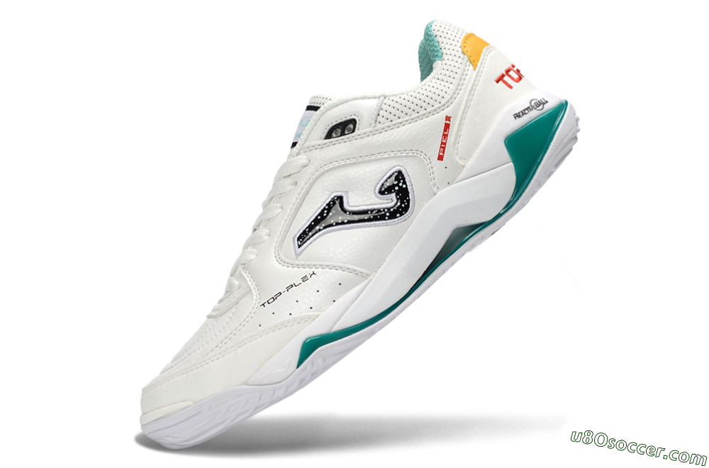 Joma Top Flex IC Indoor & Futsal Soccer Shoes - White/Teal Splash/Golden Accent 5