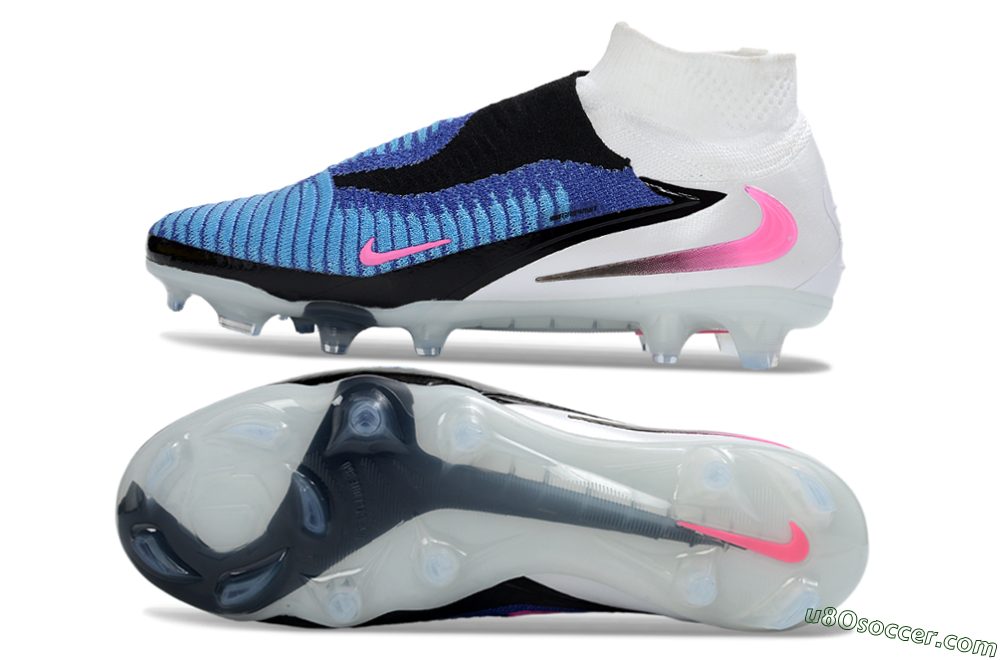 Nike Phantom 6 Elite High FG Firm Ground Soccer Cleats - Blue/Electric Blue/Neon Pink 0