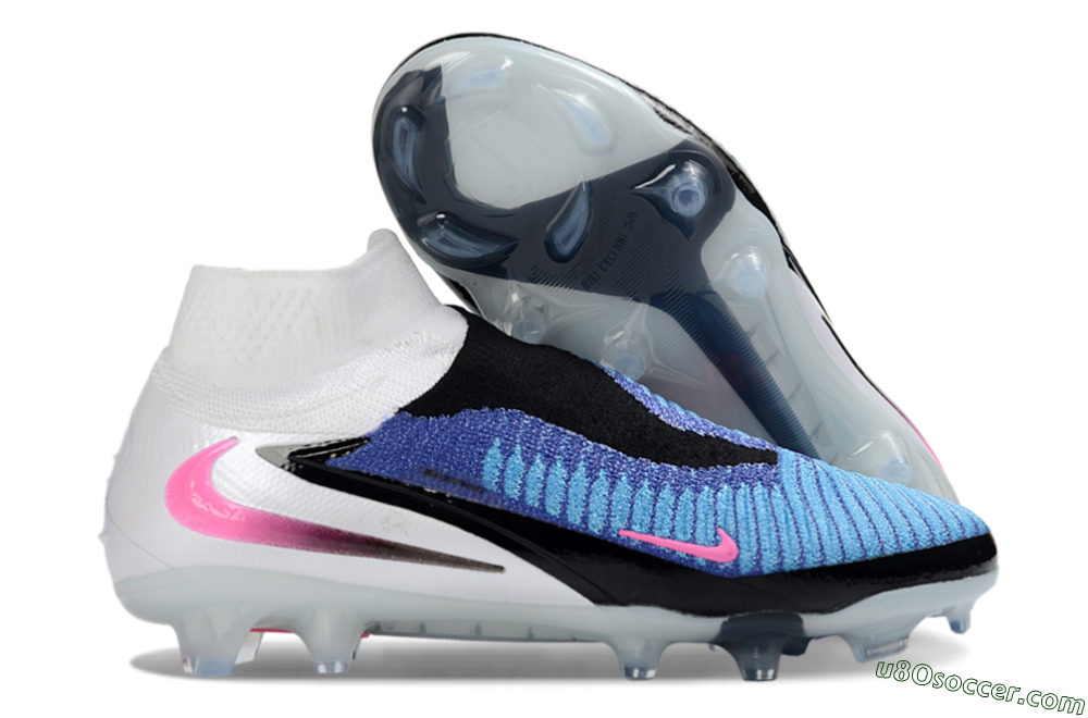 Nike Phantom 6 Elite High FG Firm Ground Soccer Cleats - Blue/Electric Blue/Neon Pink 1