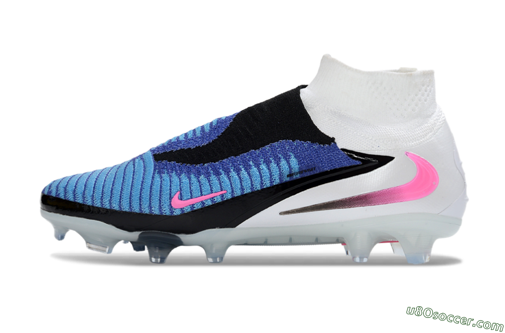Nike Phantom 6 Elite High FG Firm Ground Soccer Cleats - Blue/Electric Blue/Neon Pink 2