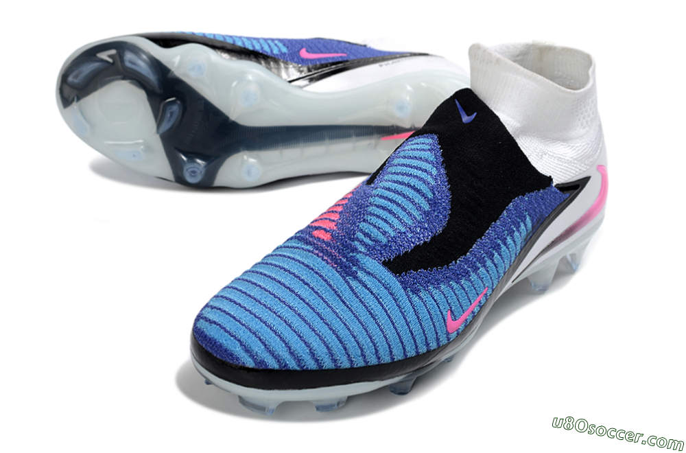 Nike Phantom 6 Elite High FG Firm Ground Soccer Cleats - Blue/Electric Blue/Neon Pink 3