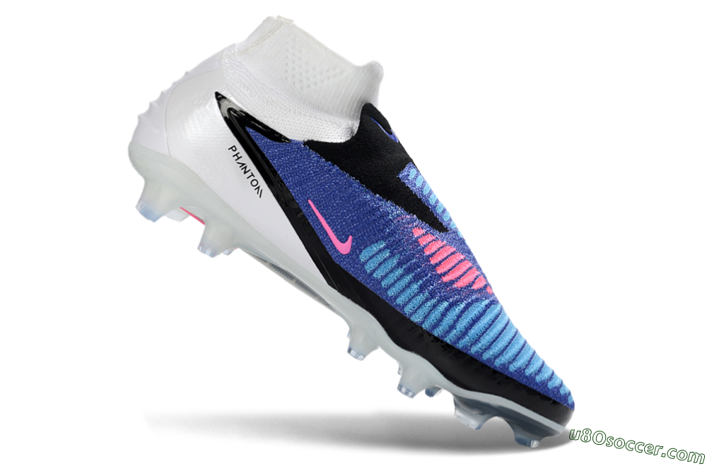 Nike Phantom 6 Elite High FG Firm Ground Soccer Cleats - Blue/Electric Blue/Neon Pink 4
