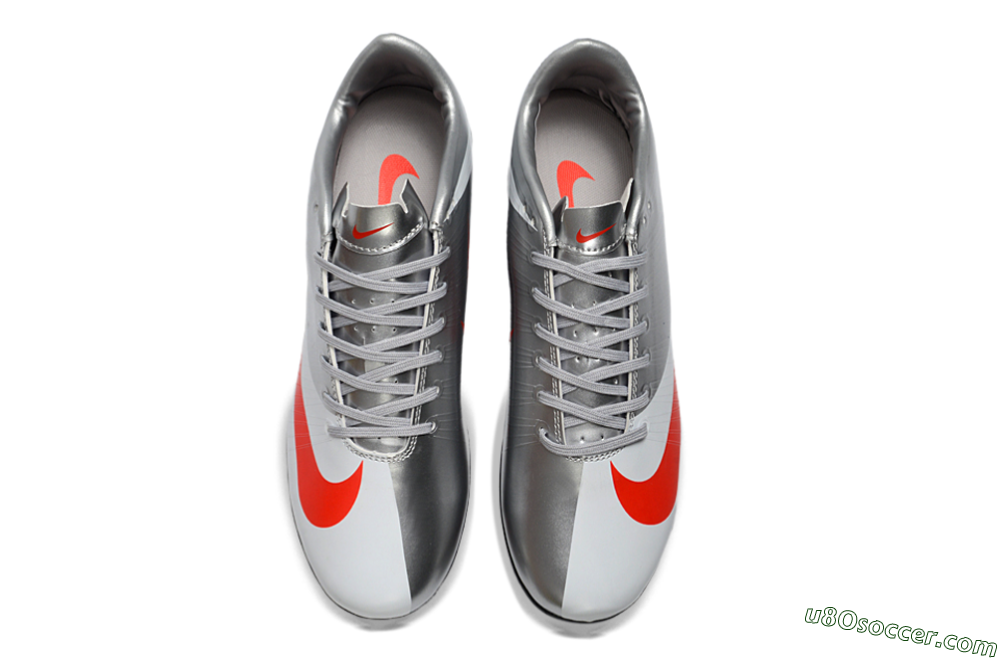 CR7 x Nike Air Zoom Mercurial Vapor 16 Elite FG Firm Ground Soccer Cleats - Silver/Fiery Red/Black 4