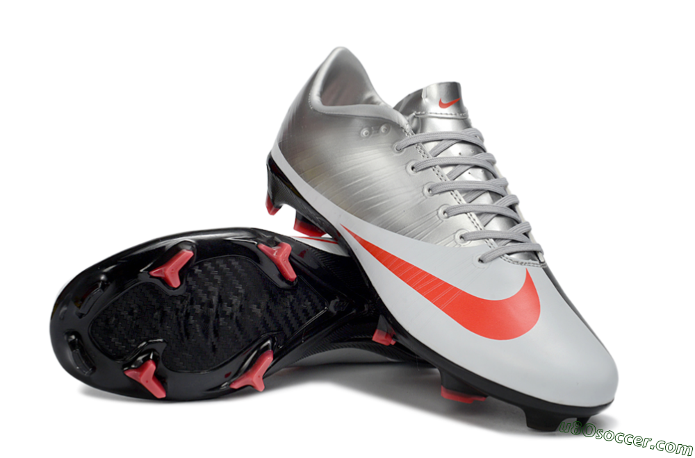 CR7 x Nike Air Zoom Mercurial Vapor 16 Elite FG Firm Ground Soccer Cleats - Silver/Fiery Red/Black 3